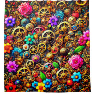 Rideaux De Douche Fleurs de Steampunk