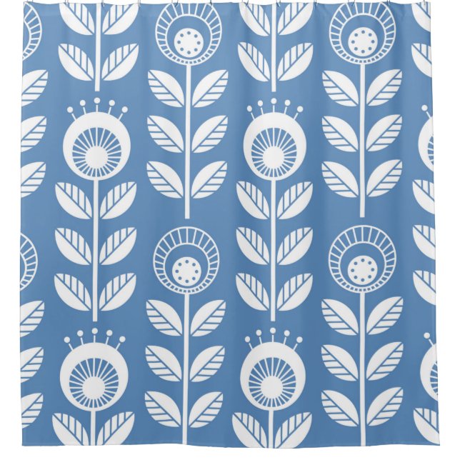 Rideaux De Douche Fleurs de style folk scandinave - fleurs florales  (Devant)