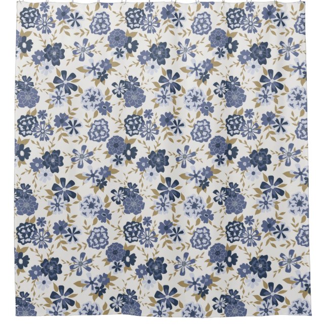Rideaux De Douche Fleurs de vigne bleues simples Botanique (Devant)