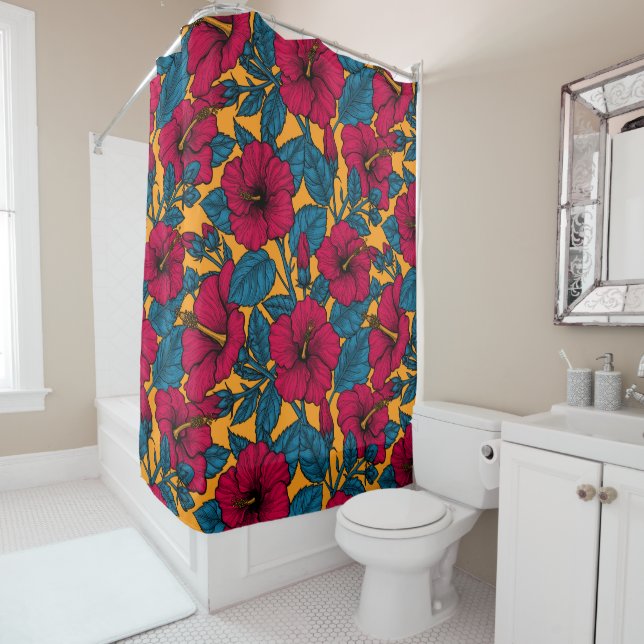 Rideaux De Douche Fleurs d'hibiscus (En situation)