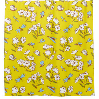 Rideaux De Douche Fleurs d'insectes Papillons : Patte d'été sans joi