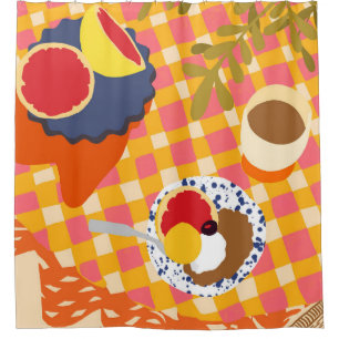 Rideaux De Douche Fleurs et Brunch