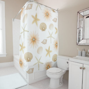 Rideaux De Douche Fleurs et coquillages de plage Vitraux modernes