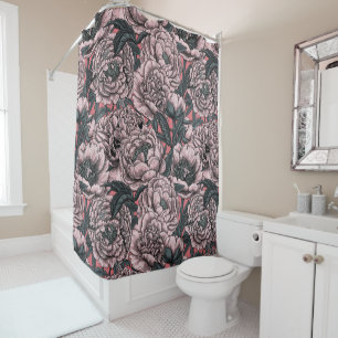 Rideaux De Douche Fleurs et moisissures de pivoines roses