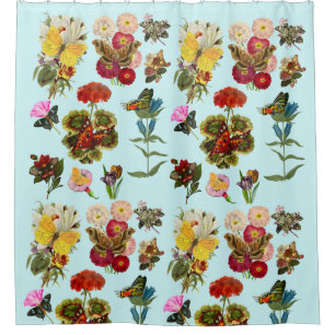 Rideaux De Douche Fleurs et papillons insectes insectes plantes natu