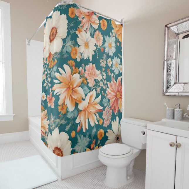 Rideaux De Douche Fleurs Extraordinaires (En situation)