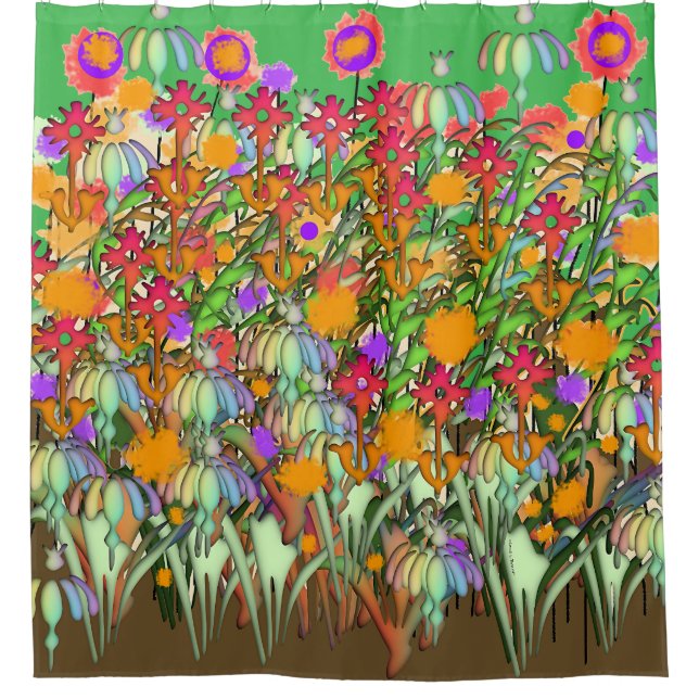 Rideaux De Douche Fleurs Fleurs Fleurs Vertes (Devant)