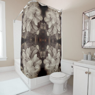Rideaux De Douche Fleurs Fleurs Noir et Blanc Abstrait Vintage