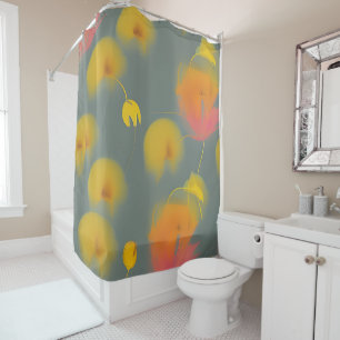 Rideaux De Douche Fleurs jaunes et orange abstraites douces