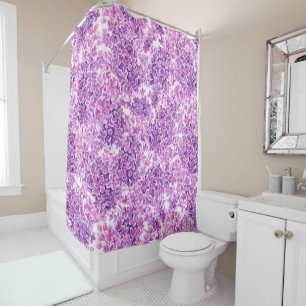 Rideaux De Douche Fleurs lilas rose aquarelle