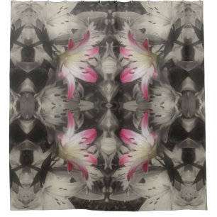 Rideaux De Douche Fleurs Lily Noir Blanc Partiel Couleur Abstraite