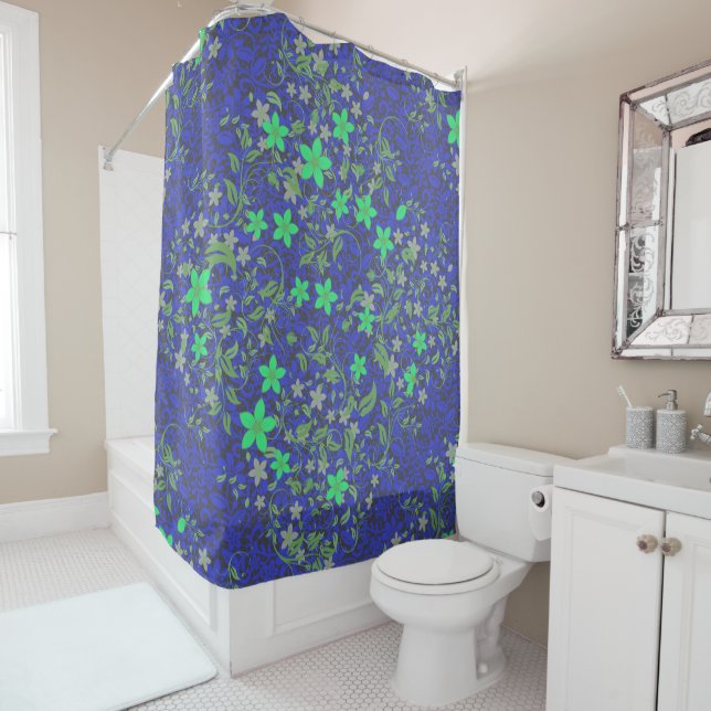 Rideaux De Douche Fleurs motif 08.b DGrey BG (En situation)