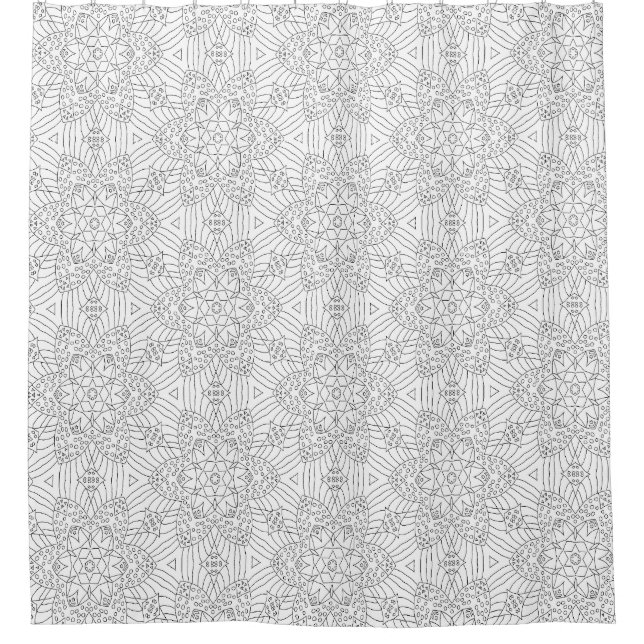 Rideaux De Douche Fleurs motifs noires et blanches pleine conscience (Devant)
