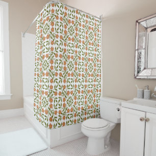 Rideaux De Douche Fleurs orange, Motif Floral, Verdure, Boho