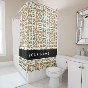Rideaux De Douche Fleurs oranges, motif floral, Bohème, Votre nom