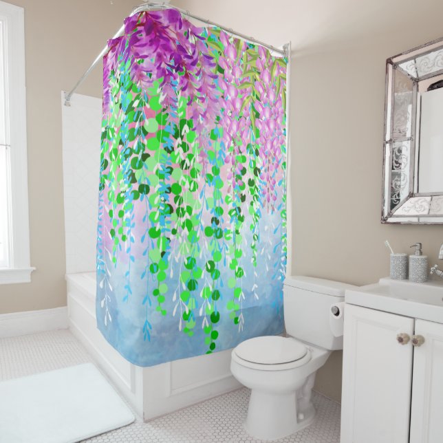 Rideaux De Douche Fleurs pendantes (En situation)