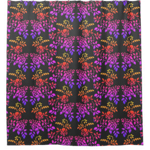 Rideaux De Douche Fleurs Roses tendues Motif Couleurs Abstraites