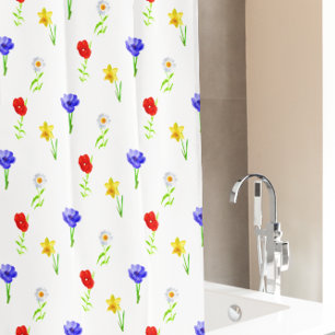 Rideaux De Douche Fleurs sauvages aquarelle