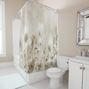 Rideaux De Douche Fleurs sauvages beiges