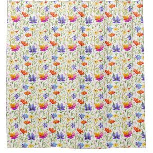 Rideaux De Douche Fleurs sauvages colorés dans un champ