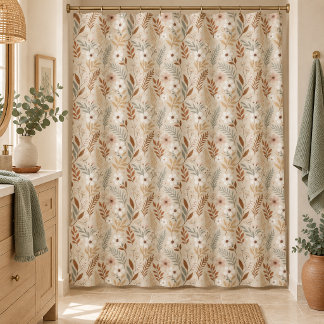 Rideaux De Douche Fleurs sauvages de sauge terracotta neutre doux