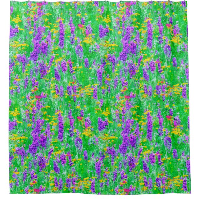 Rideaux De Douche Fleurs sauvages d'été dans un champ vert (Devant)