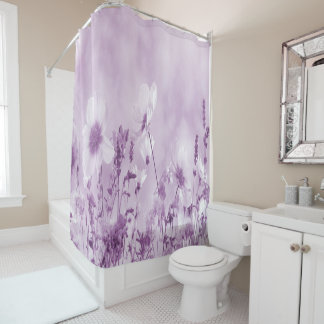 Rideaux De Douche Fleurs sauvages magenta ombragées