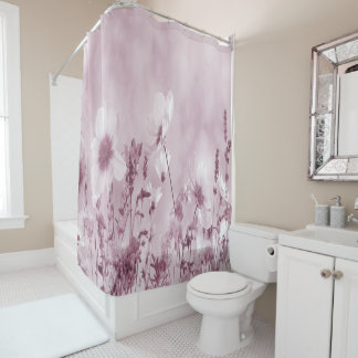 Rideaux De Douche Fleurs sauvages ombrées roses