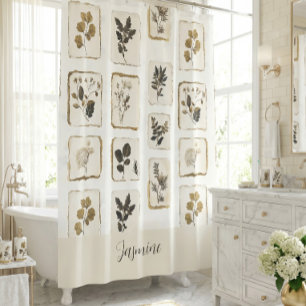 Rideaux De Douche Fleurs sauvages séchées et pressées de style vinta