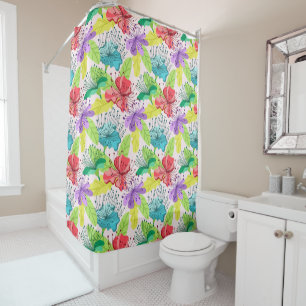 Rideaux De Douche Fleurs tropicales sans couture motif