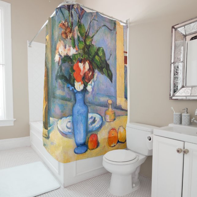 Rideaux De Douche Fleurs Vase Bleues, Paul Cezanne (En situation)