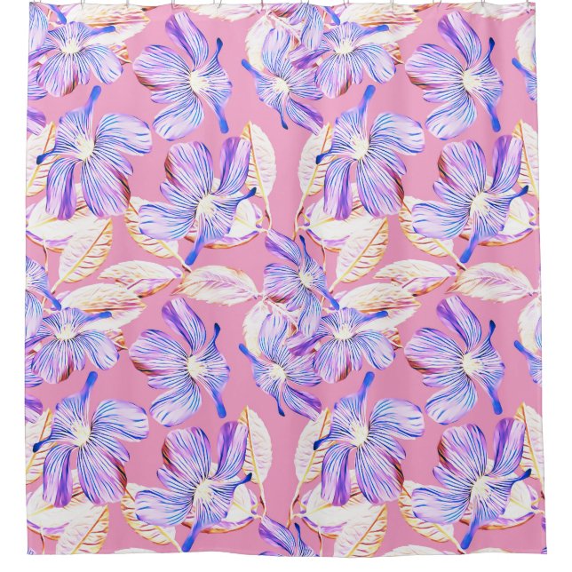 Rideaux De Douche Fleurs violettes : Aquarelle Élégance Florale. (Devant)