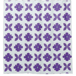 Rideaux De Douche Fleurs violettes sur fond clair