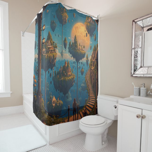 Rideaux De Douche Floating Dreamscapes: Surreal Sky Islands (En situation)