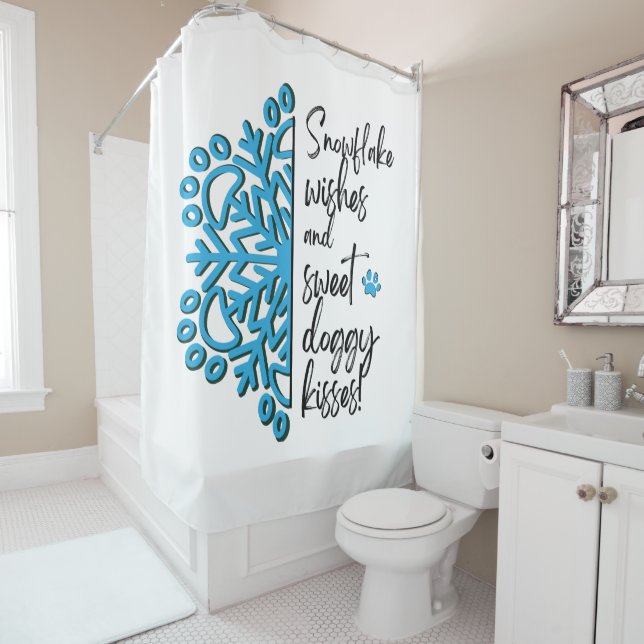 Rideaux De Douche Flocon de neige Empreinte de patte (En situation)