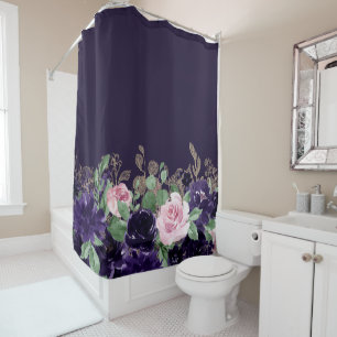 Rideaux De Douche Floraison   Bouquet de fleurs de rose violet et ro