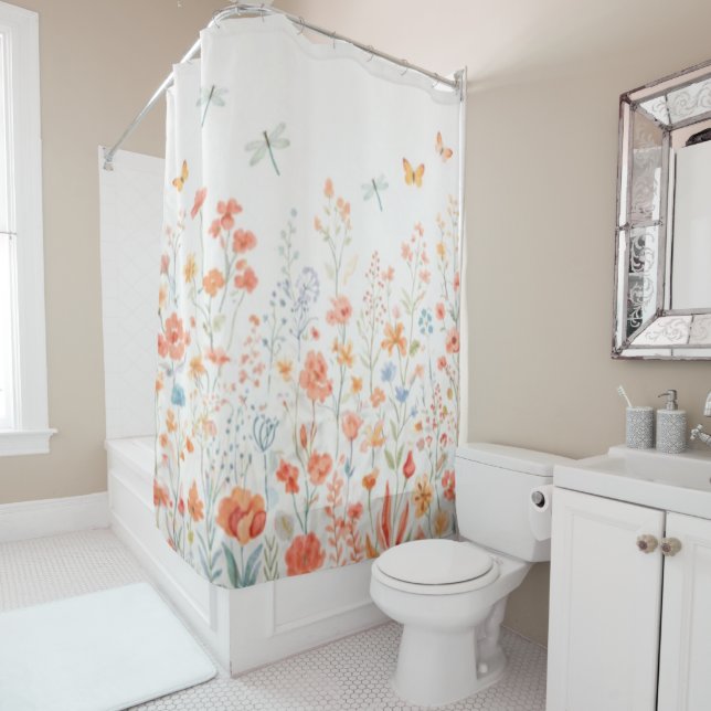 Rideaux De Douche Floraisons de source corallienne (En situation)