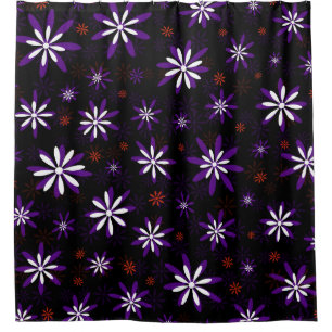 Rideaux De Douche Floral blanc rouge pourpre