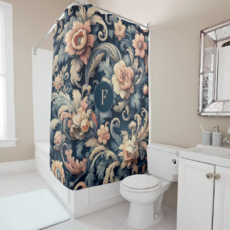 Rideaux De Douche Floral bleu marine