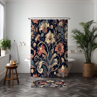 Rideaux De Douche Floral bleu marine