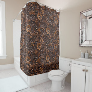 Rideaux De Douche Floral Brown Cowgirl