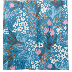 Rideaux De Douche Floral Ditzy : Design Vintage de printemps.
