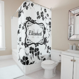 Rideaux De Douche Floral noir et blanc