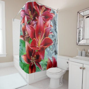 Rideaux De Douche Floral Red Stargazer Lily Photographie