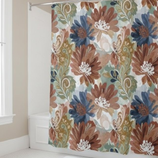Rideaux De Douche Floral Shower Curtain Autumn Blooms (Floral Shower Curtain Autumn Blooms)