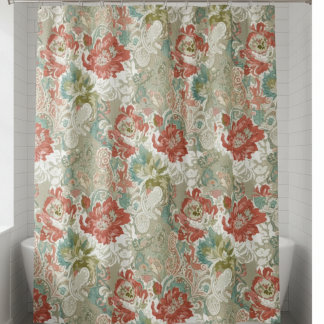 Rideaux De Douche Floral Shower Curtain with Paisley