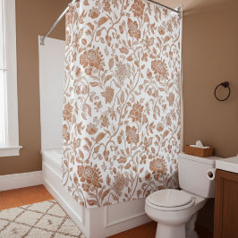 Rideaux De Douche Floral Terracotta Toile Pattern