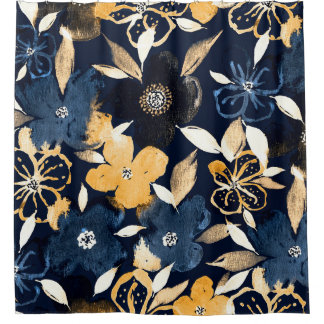 Rideaux De Douche Floraux Abstraits : Motif de répétition aquarelle
