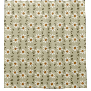Rideaux De Douche Flore décorative en blanc et beige