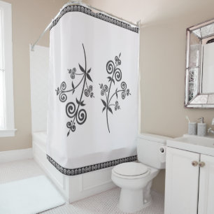 Rideaux De Douche Flore Et Foliole De Style Swirl En Motif Ornementa